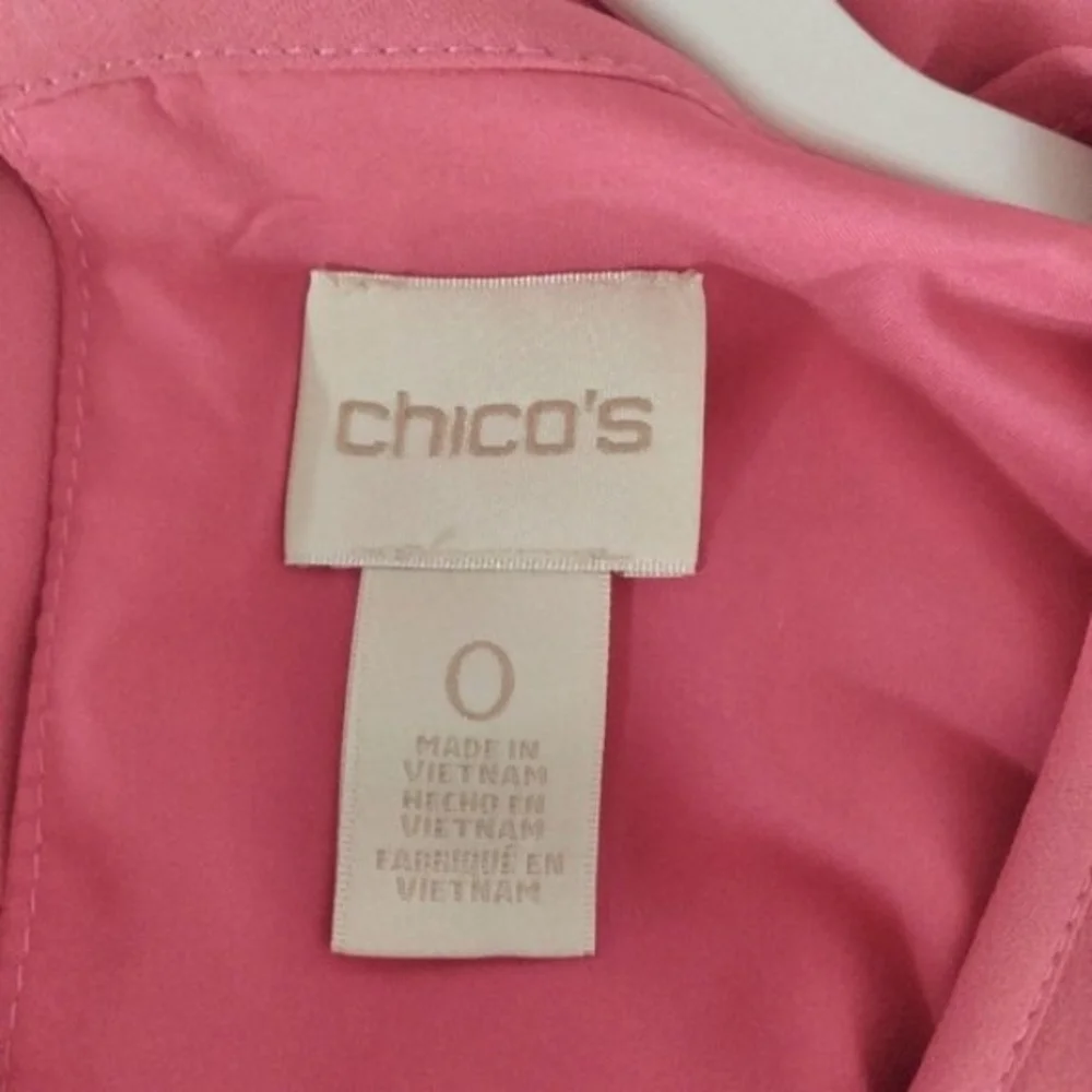 Chico's  Ellie Pink Sleeveless Layered Cascading Ruffle Midi Dress Size 4 - Picture 7 of 13